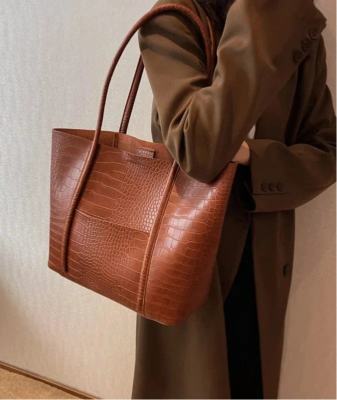 Croc Leather Shoulder Bag "Gilly"