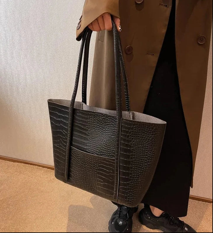 Croc Leather Shoulder Bag "Gilly"
