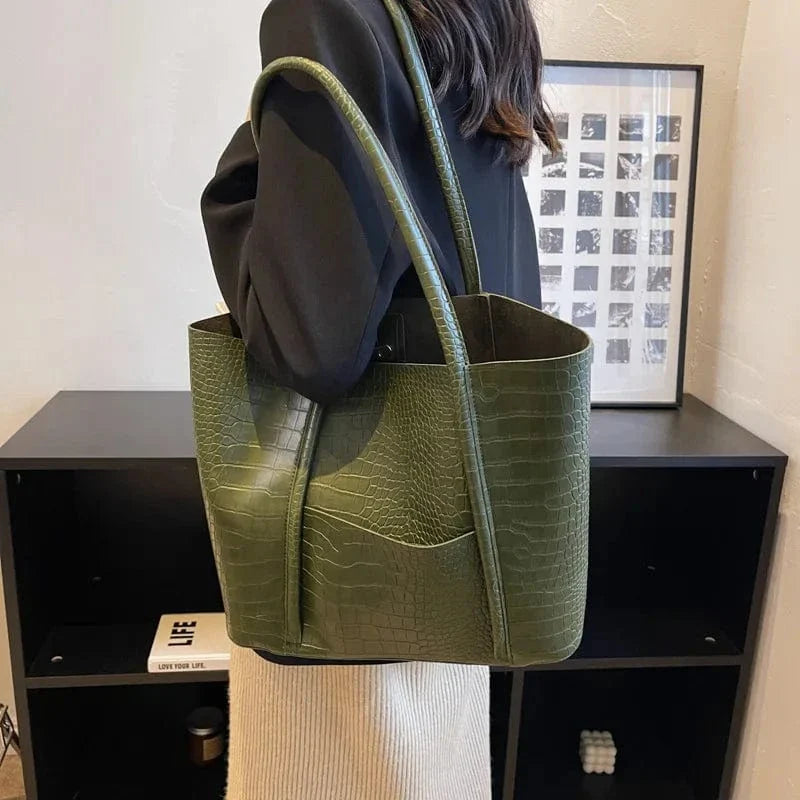 Croc Leather Shoulder Bag "Gilly"