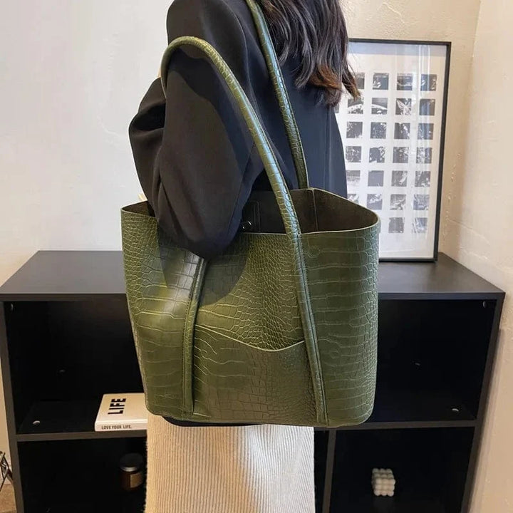 Croc Leather Shoulder Bag "Gilly"