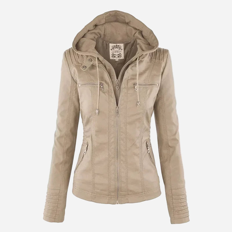 Leather Hooded Jacket "Eva"