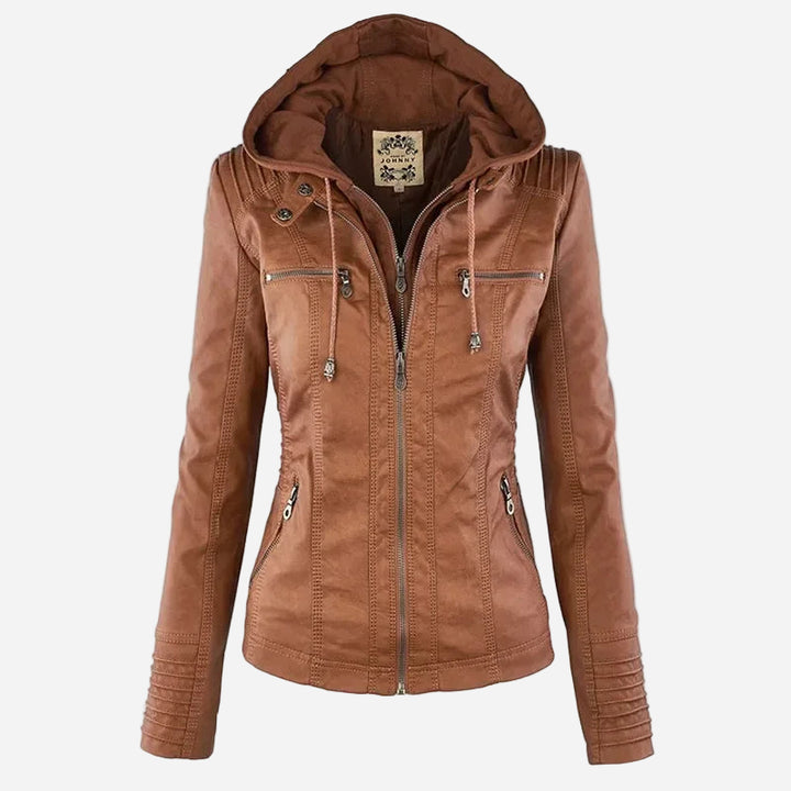 Leather Hooded Jacket "Eva"
