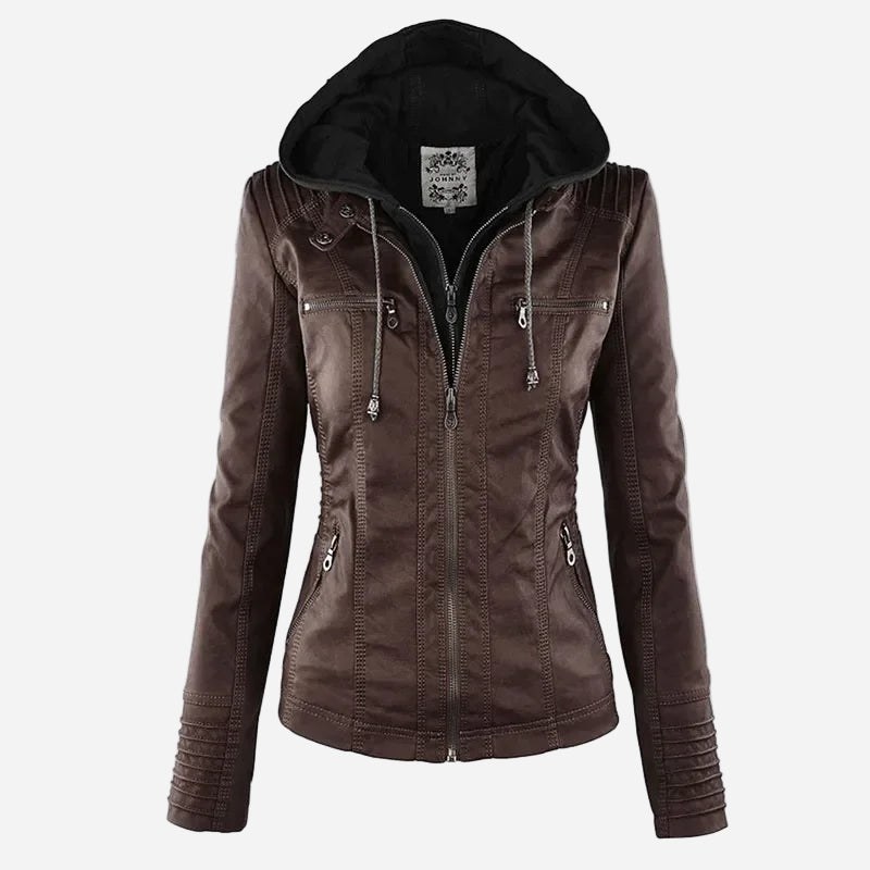 Leather Hooded Jacket "Eva"