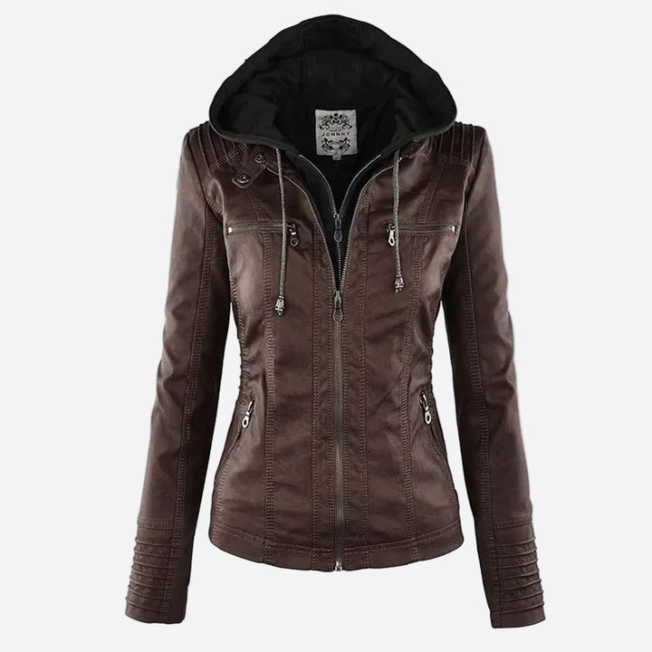 Leather Hooded Jacket "Eva"